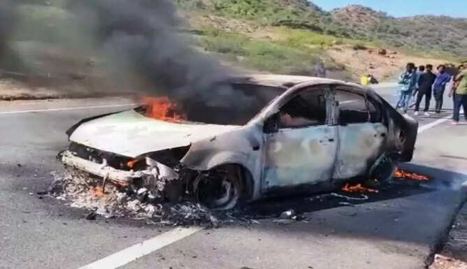 fire in car