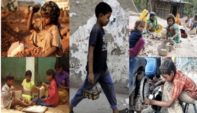Child labour rescued from a jeep