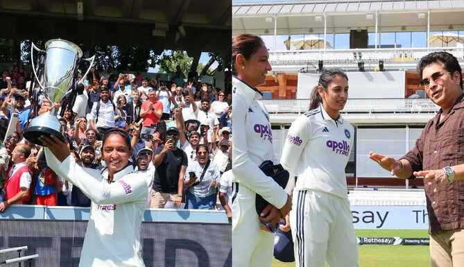 India Women celebrate their historic 270-run Test victory over England at Lord's after starring performances from Yastika Bhatia, Kranti Gaud and Sneh Rana.