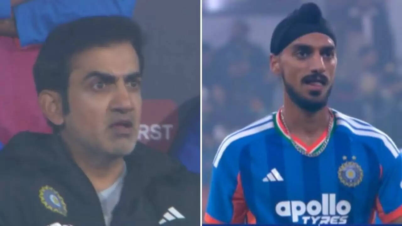 Arshdeep Singh looks disappointed after bowling a 13-ball over with seven wides against South Africa in the Mullanpur T20I