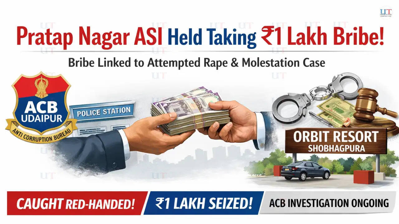 ACB officials arrest Pratap Nagar Police Station ASI Sunil Bishnoi in Udaipur bribery case involving ₹1 lakh trap operation | ACB अधिकारियों ने उदयपुर के रिश्वत मामले में प्रताप नगर पुलिस थाने के ASI सुनील बिश्नोई को गिरफ़्तार किया; यह मामला ₹1 लाख के ट्रैप ऑपरेशन से जुड़ा है।