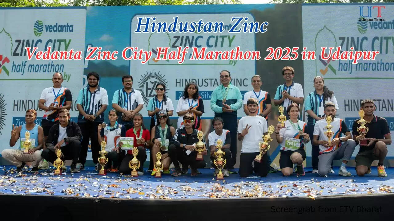 Winners of 21km & 10km Vedanta Zinc City Marathon celebrating victory