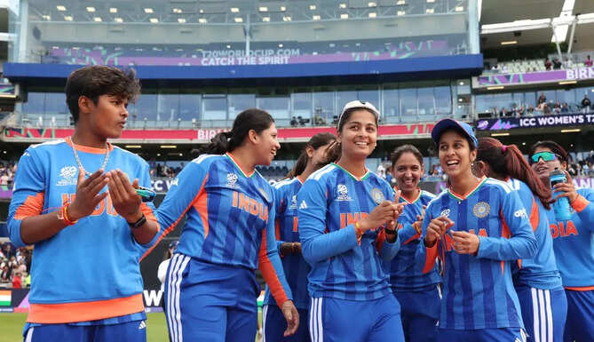 Smriti Mandhana celebrates her half-century while Deepti Sharma shines with five wickets during India's Women's T20 World Cup 2026 victory over Pakistan.