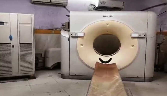 CT Scan machine at M B Hospital