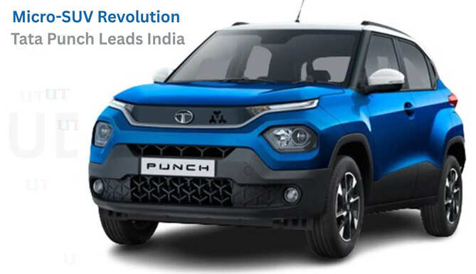 Tata Punch micro SUV parked on Indian city road showing SUV styling and compact design
