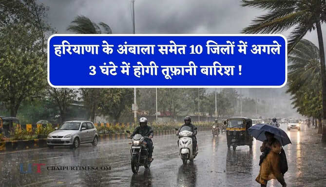 हरियाणा के अंबाला समेत 10 जिलों में अगले 3 घंटे में होगी तूफ़ानी बारिश ! देखें नई वेदर रिपोर्ट&nbsp;