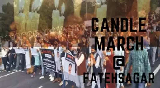 Murder or Suicide Candle March at Fatehsagar demanding Police Action Ravi Nagda Udaipur Murder