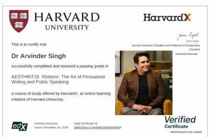 Dr. Arvinder Singh of Arth brought pride to India by securing 100% grades in Harvard University