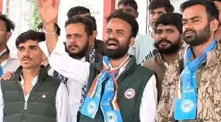 NSUI activists protest at Mohanlal Sukhadia University demanding action against administration