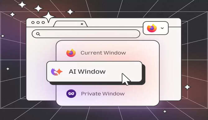 &ldquo;Firefox AI Window screenshot illustrating Mozilla&rsquo;s new AI-powered browsing mode with customizable AI models.&rdquo;