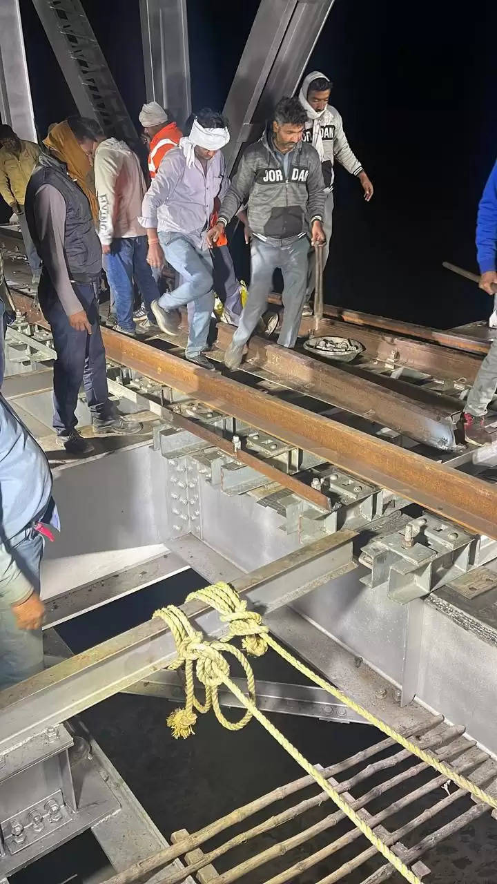 Udaipur Asarwa Track Repaired in record time during the late night hours by dedicated team of Railway employees and workers Udaipur Himmatnagar section resumes