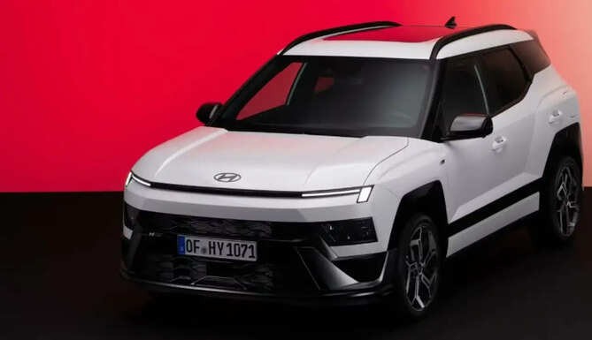 New Hyundai Bayon N Line featuring sporty exterior styling, 18-inch alloy wheels, dual exhaust outlets and a modern cabin.