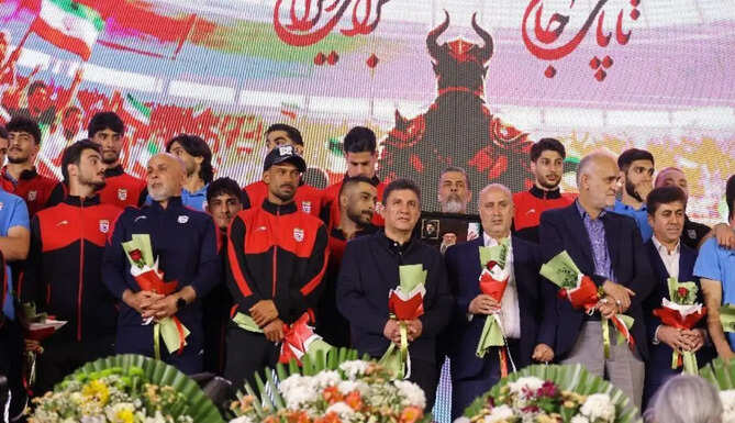 Iran national football team receiving a grand farewell from fans in Tehran before the 2026 FIFA World Cup