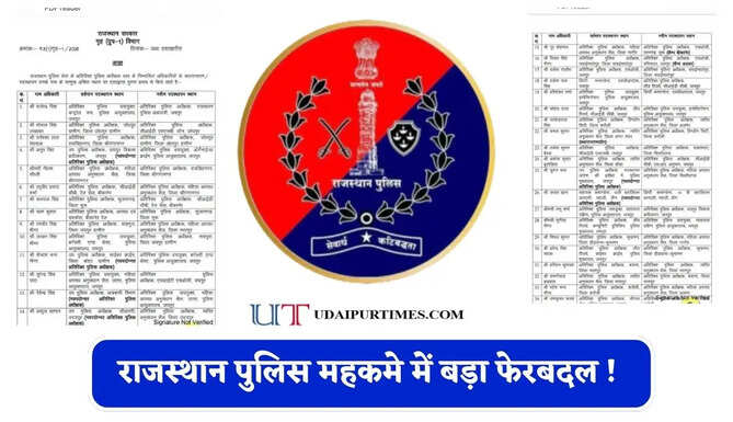 राजस्थान पुलिस महकमे में बड़ा फेरबदल ! 57-ASP और 24-DSP का हुआ तबादला&nbsp;