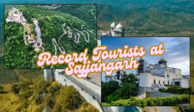 Tourists at Sajjangarh