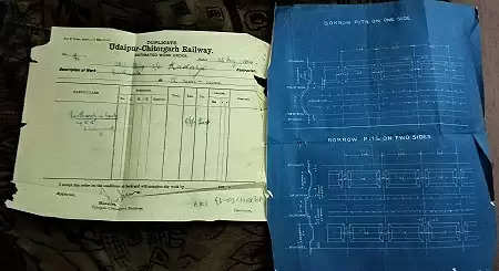 Allahbakhsh Tehsin Father of TH  Tehsin Mewar ka Bapu by Arefa Tehsin - Construction Receipt of Chittor Udaipur Thamla Railway line in 1925