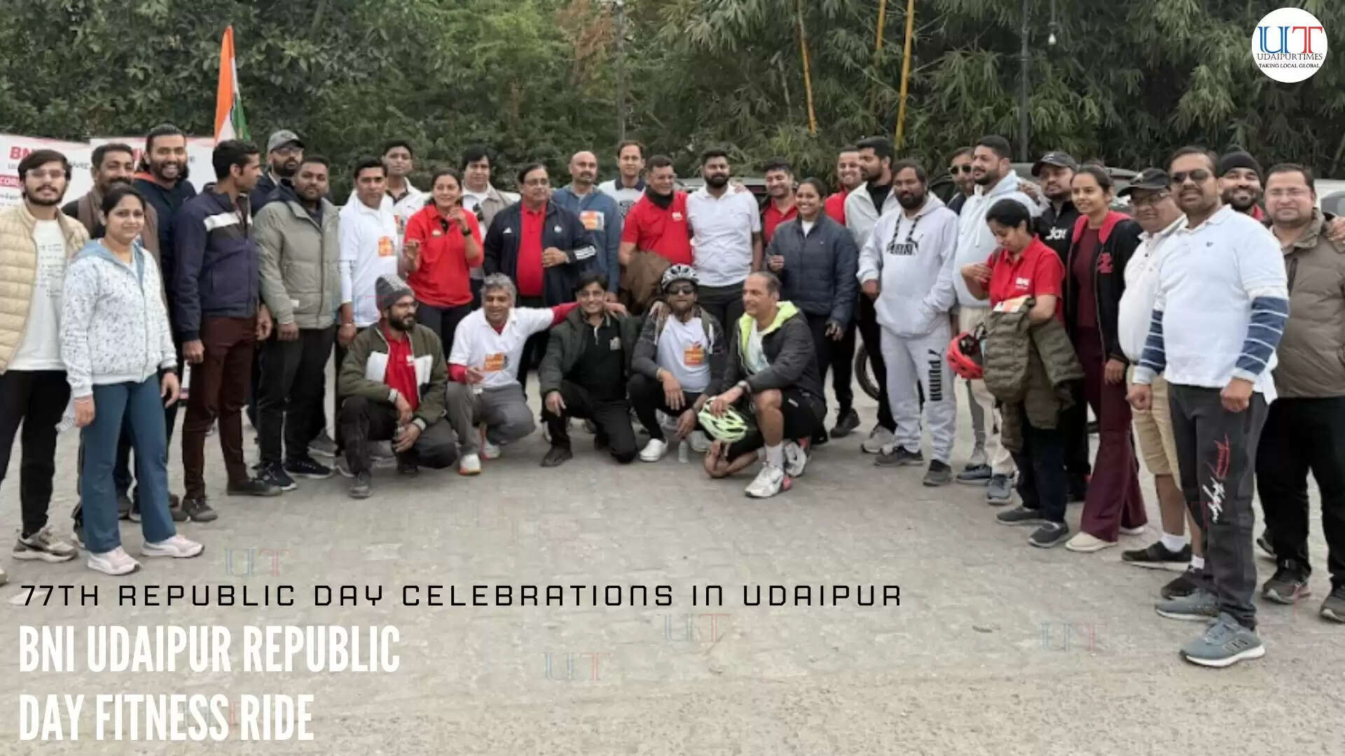 BNI Udaipur members cycling at Fateh Sagar Lake on Republic Day celebration | BNI Udaipur, Republic Day celebration Udaipur, BNI cycling event, Fateh Sagar cycling, Vande Mataram 150 anniversary, BNI Rajasthan, Udaipur business network, fitness initiative Udaipur