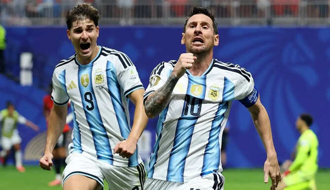 Lionel Messi celebrates after leading Argentina's dramatic World Cup comeback to keep their title hopes alive