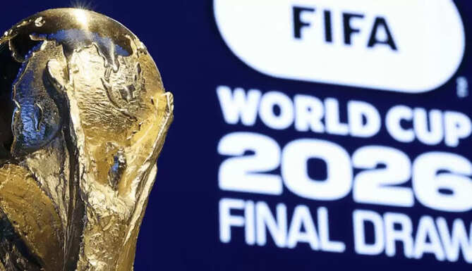 &ldquo;FIFA World Cup 2026 draw event at Kennedy Center Washington DC with global sports stars and presenters.&rdquo;