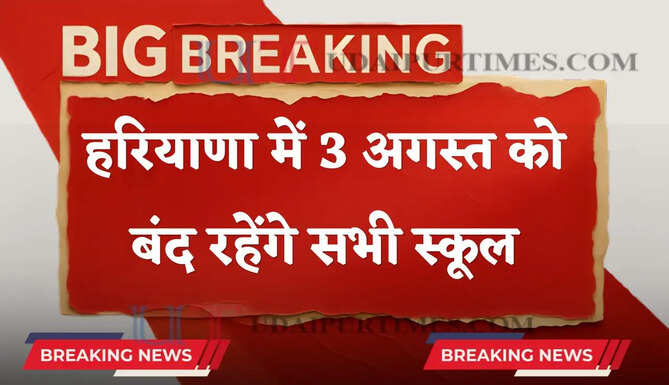 हरियाणा के इस जिले में 3 अगस्त को बंद रहेंगे सभी स्कूल, आदेश हुए जारी&nbsp;