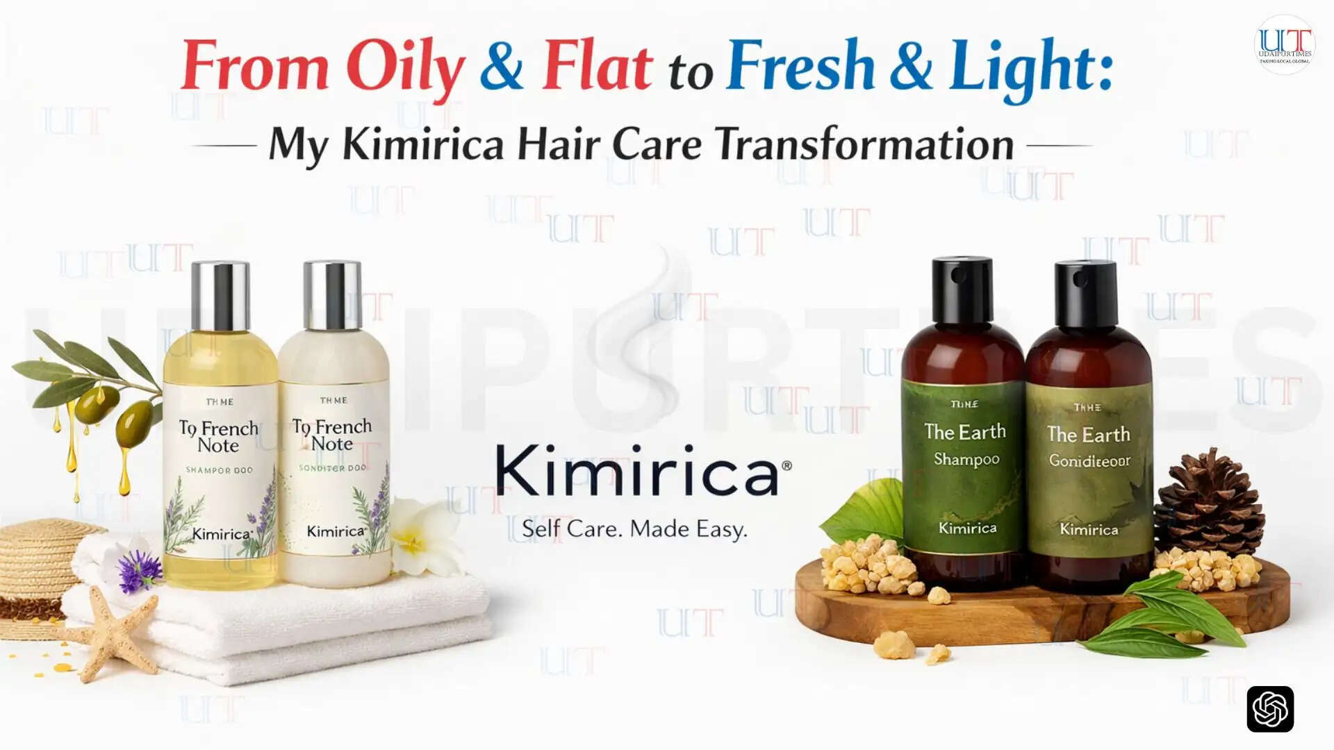 Kimirica French Note and Earth Hair Care Duo placed aesthetically with summer vibes