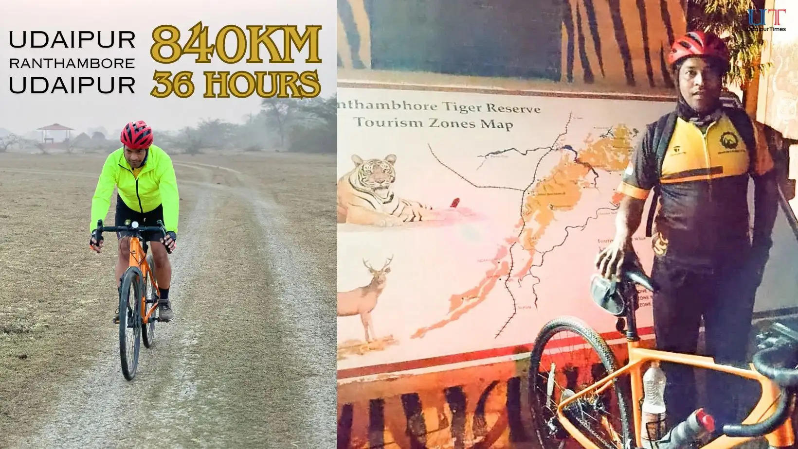Ranthambor Tiger Reserve Udaipur Cycling Club member Chhagan Mali completes 840km to and fro between Udaipur and Ranthambore in a record 36 hours