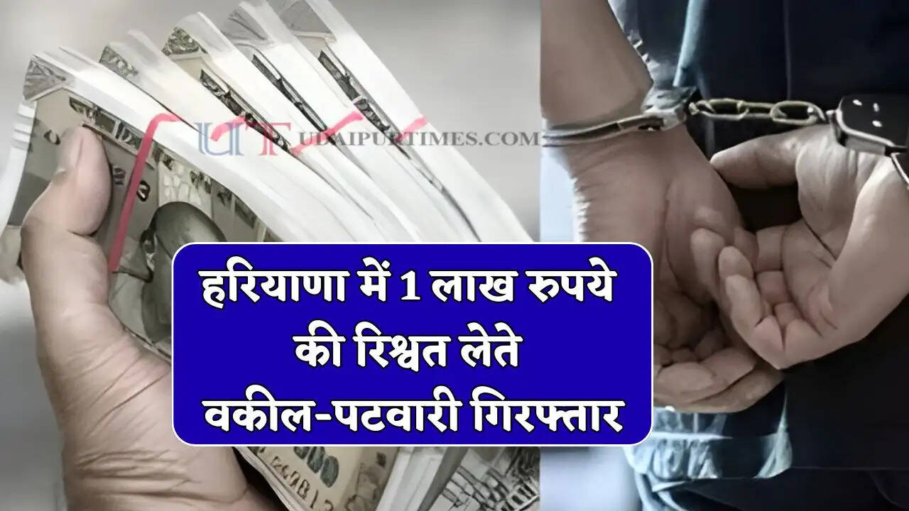 हरियाणा में 1 लाख रुपये की रिश्वत लेते वकील-पटवारी गिरफ्तार, जमीन बंटवारे को लेकर मांगी थी घूस