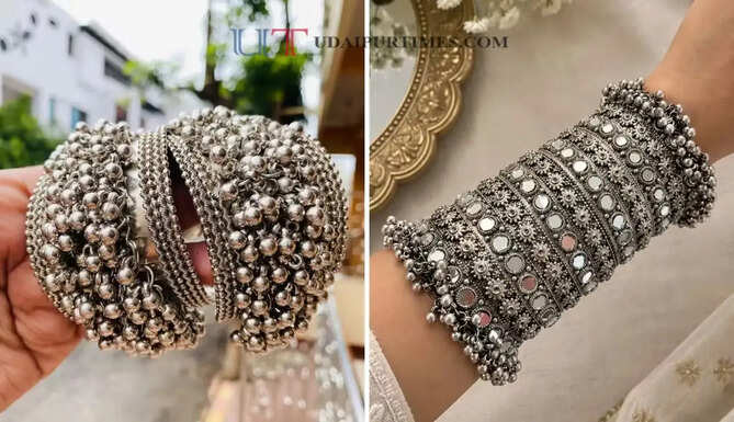 इन सिल्वर डिजाइन की चूड़ियों से सजायें अपनी कलाई, आपका गरबा डांडिया लुक बन जाएगा खास&nbsp;