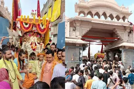 &ldquo;Devotees at Jaljhulani Fair 2025 in Krishnadham Sanwaliaji, Chittorgarh &ndash; Rath Yatra procession, gulal, fireworks, and bhajans creating a devotional atmosphere.&rdquo;
