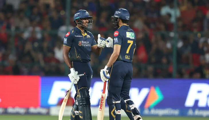 Shubman Gill and Sai Sudharsan after their record-breaking 167-run partnership for Gujarat Titans against Rajasthan Royals in IPL 2026 Qualifier 2
