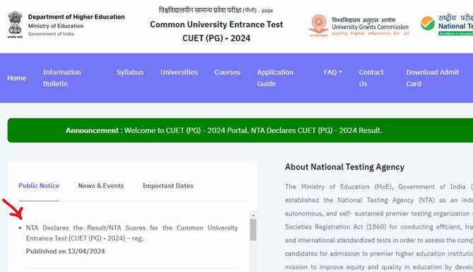 CUET PG 2024 NTA Results Declared