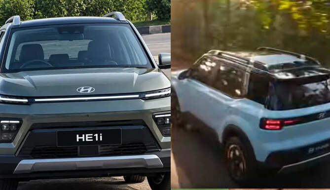 Hyundai HE1i compact electric SUV spotted during road testing, showing its boxy design, high stance and modern EV styling.