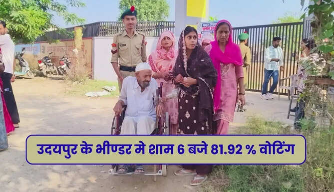 उदयपुर के भीण्डर मे शाम 6 बजे 81.92 % वोटिंग