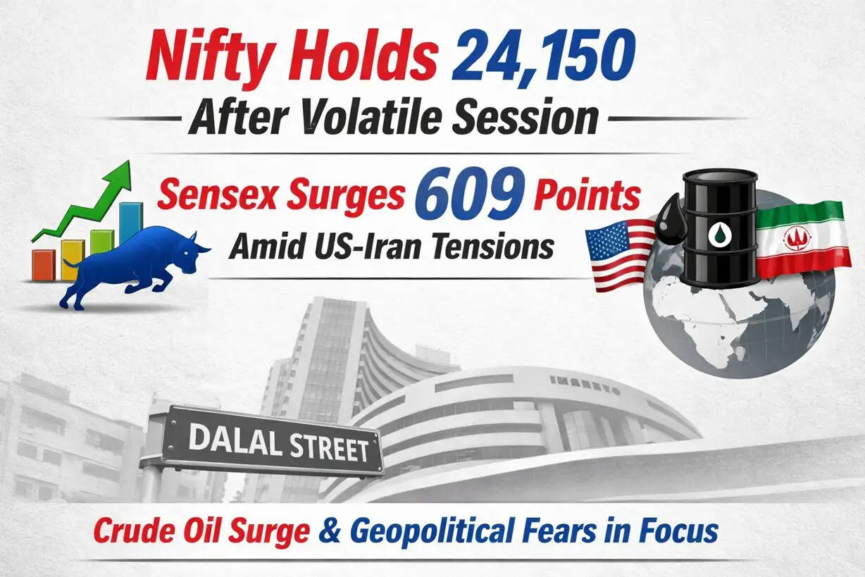 Nifty and Sensex closing higher amid volatility due to geopolitical tensions and rising crude oil prices