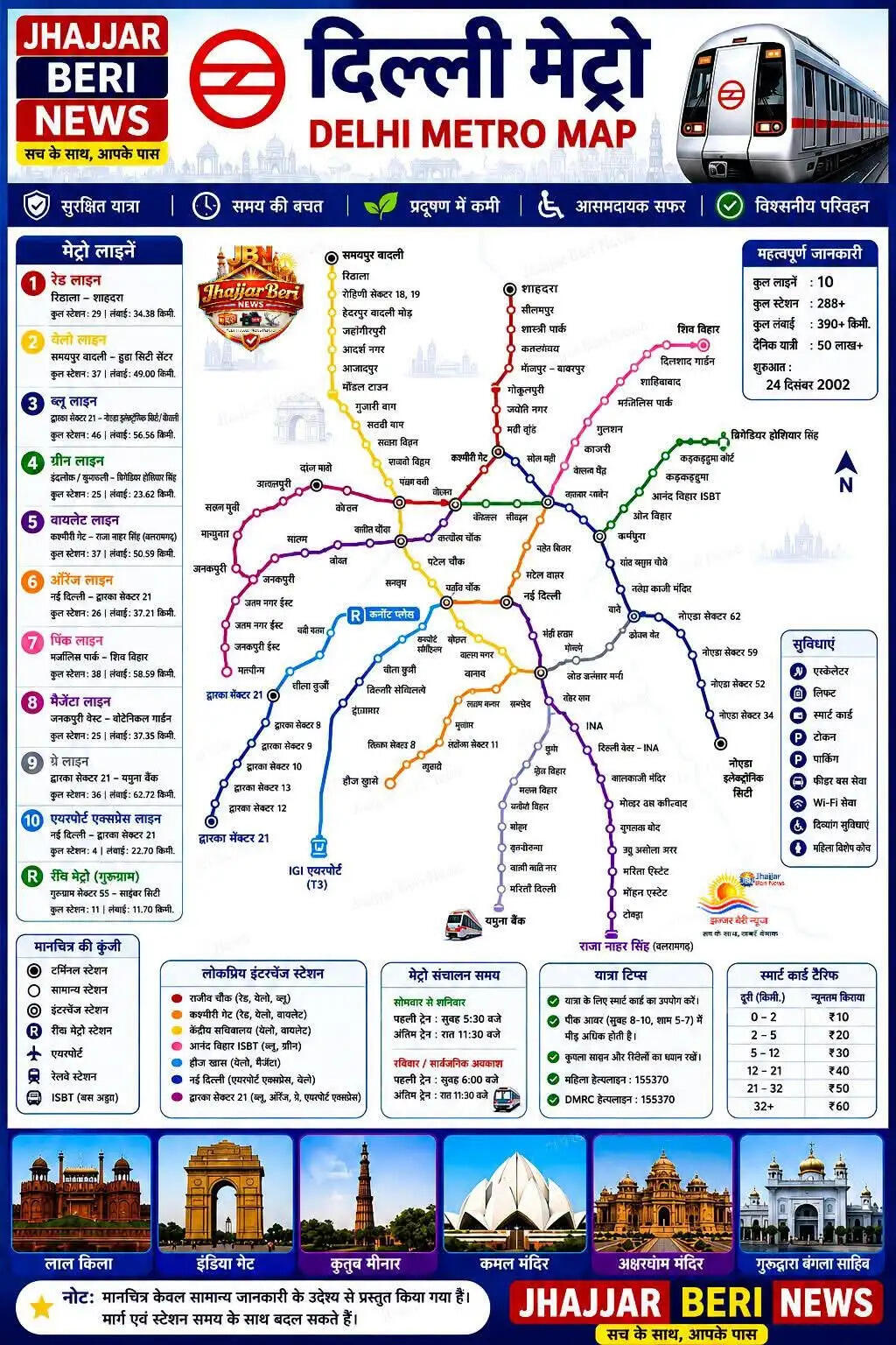 दिल्ली मेट्रो का पूरा मैप : यहां देखें सभी मेट्रो लाइनों, इंटरचेंज स्टेशनों की पूरी जानकारी