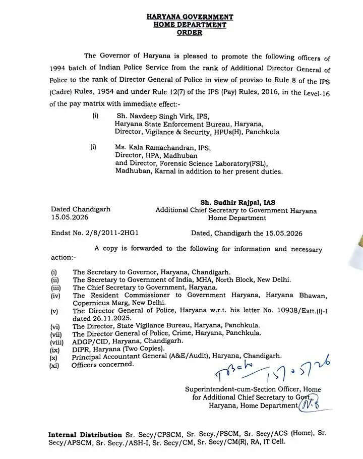 हरियाणा में इन आईपीएस अफसरों को मिला प्रमोशन का तोहफा, आदेश हुए जारी&nbsp;