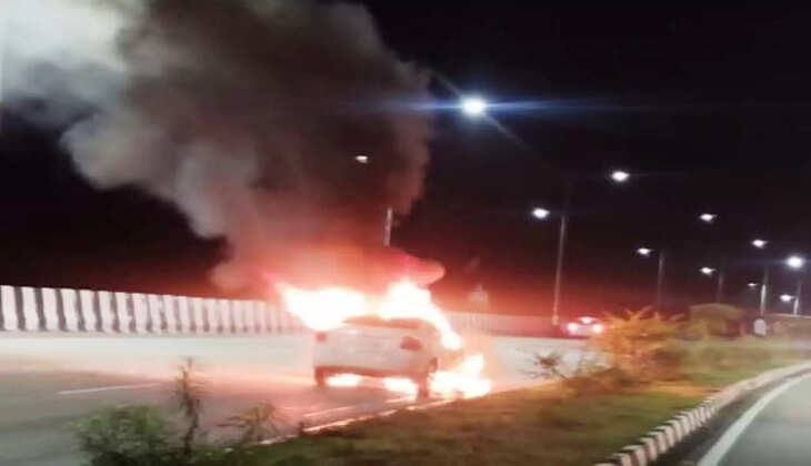 the burning car
