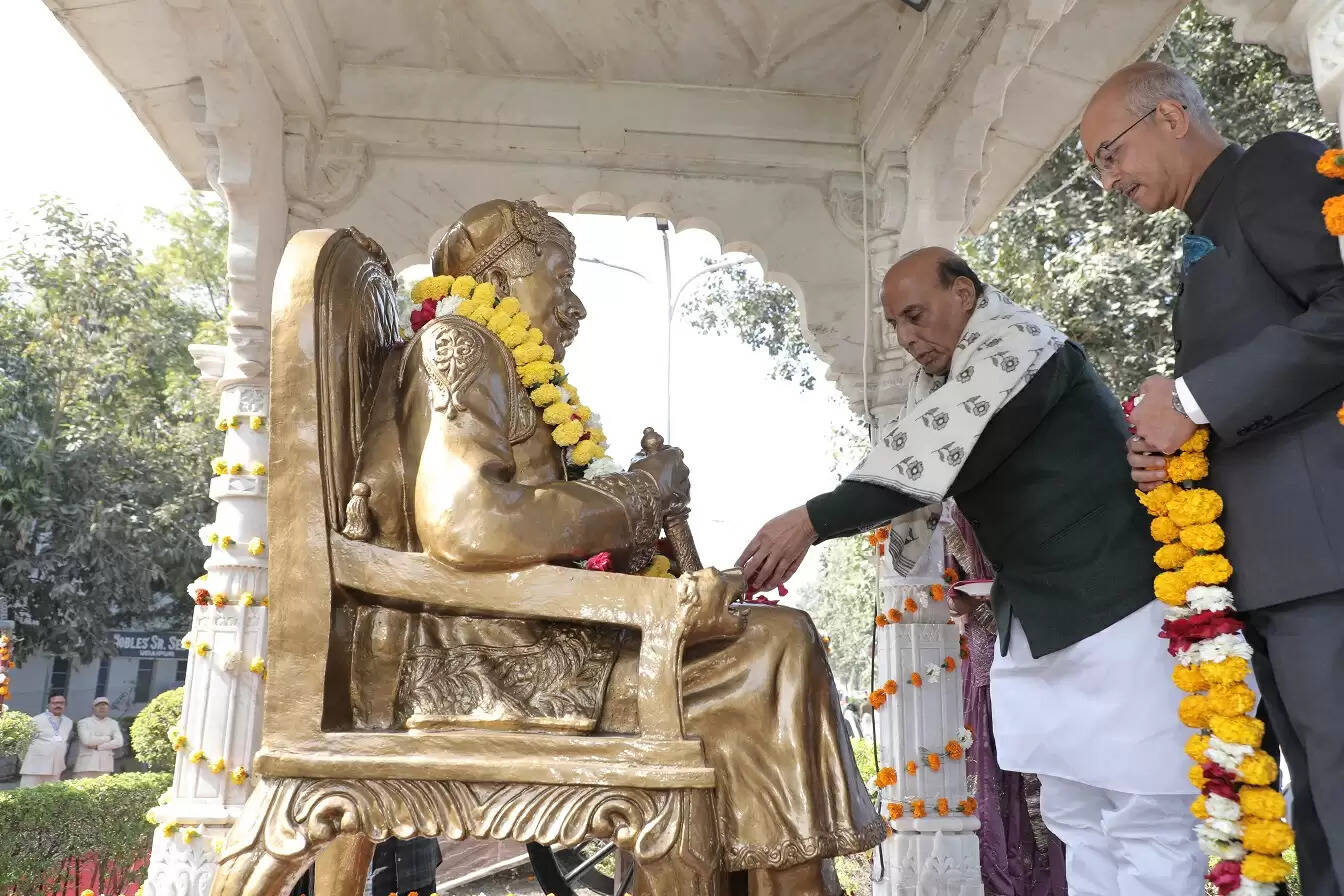 Defence Minister Rajnath Singh addressing the 104th Foundation Day of Bhupal Nobles’ Sansthan in Udaipur