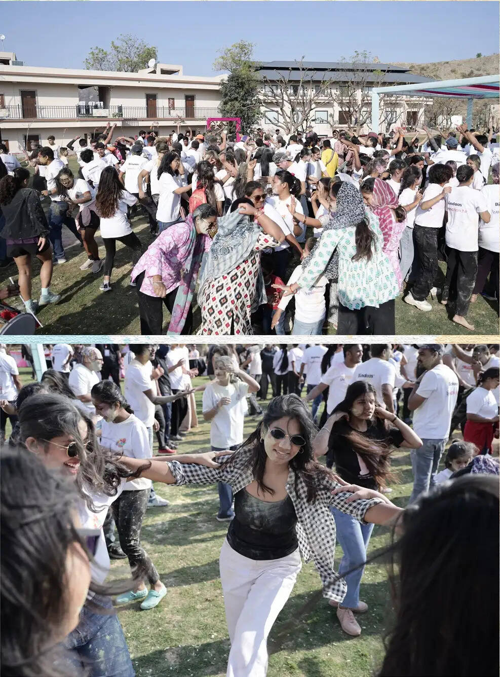 Participants cycling during Rangothon 7.0 community event promoting eco-friendly Holi in Udaipur.