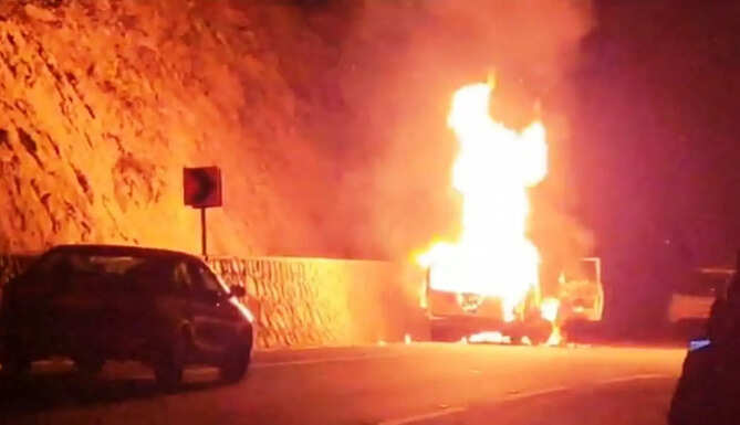 fire in moving car