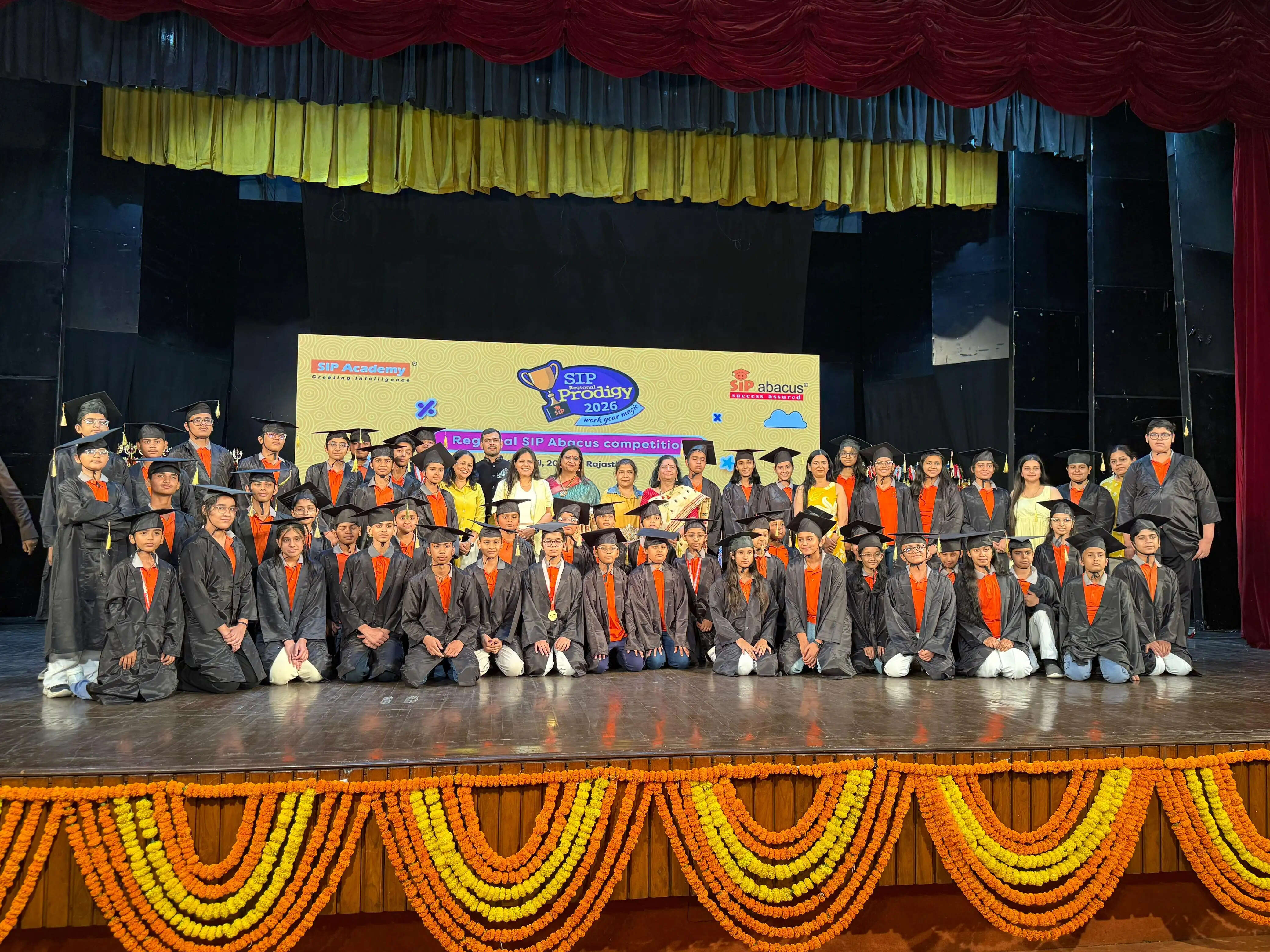 Students participating in State Level Abacus Competition at Birla Auditorium Jaipur with winners from Udaipur