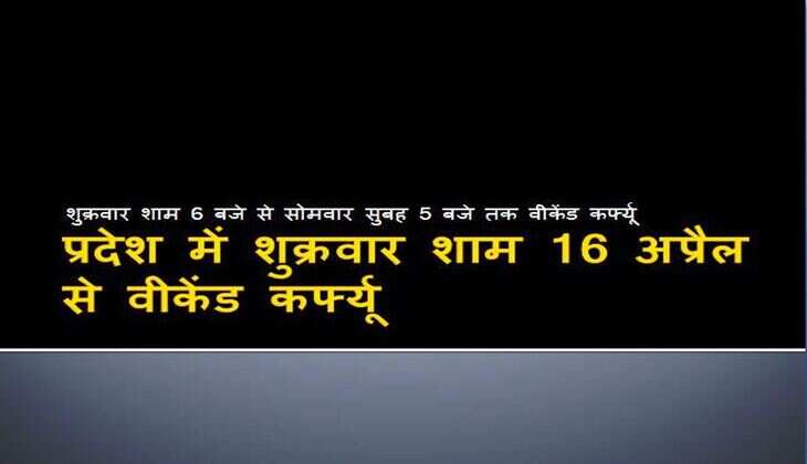 प्रदेश में शुक्रवार शाम 16 अप्रैल से वीकेंड कर्फ्यू