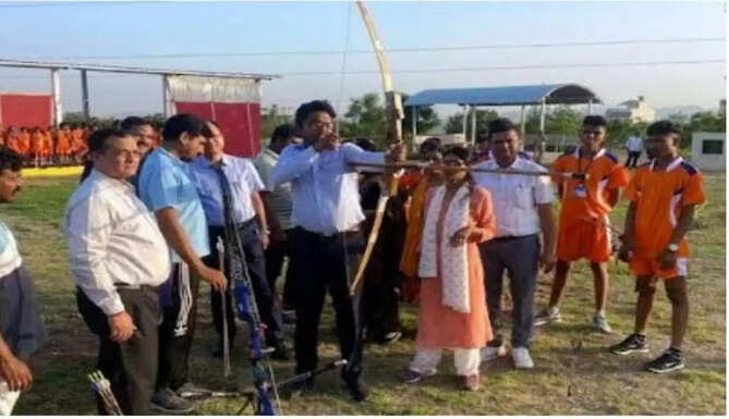 खेलगांव के तीरंदाजी कोर्ट 