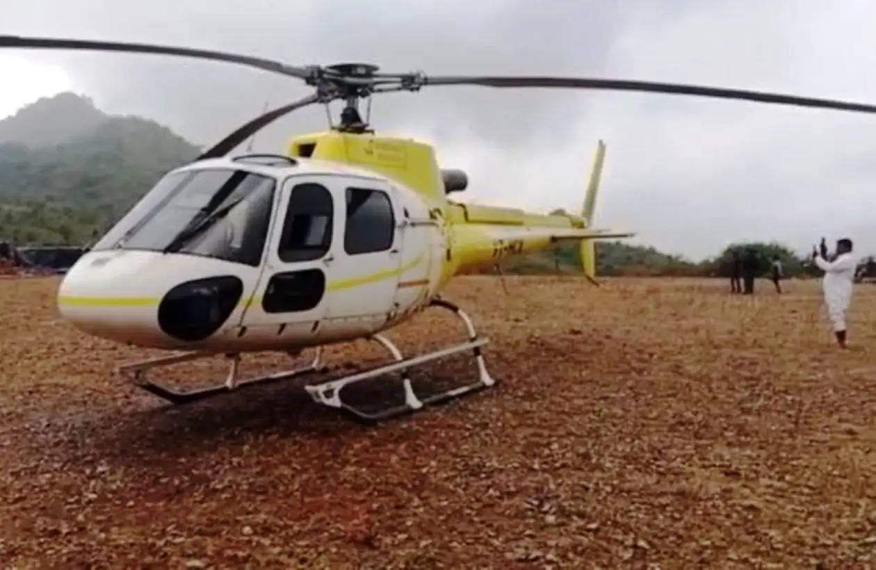 helicopter landing at gogunda