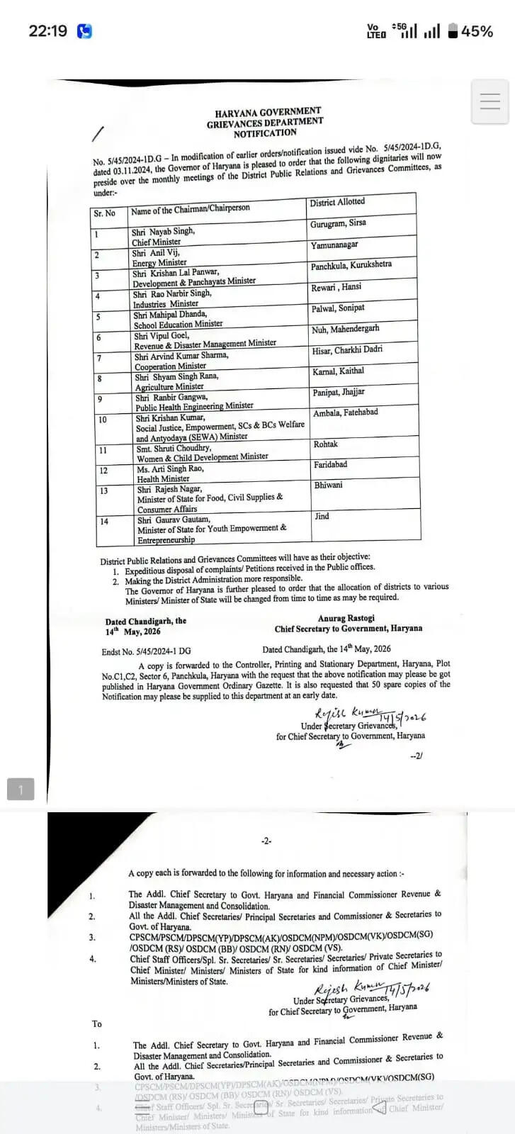 हरियाणा सरकार ने जिला कष्ट निवारण समितियों का किया दोबारा गठन, सिरसा में खुद सीएम सुनेंगे शिकायतें