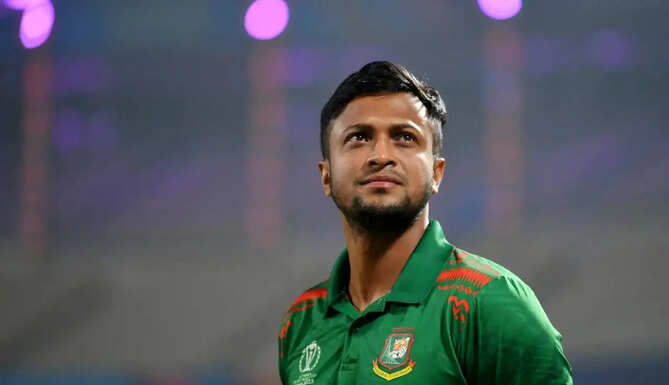 Former Bangladesh captain Shakib Al Hasan's ancestral home in Magura after it was vandalised during an attack.