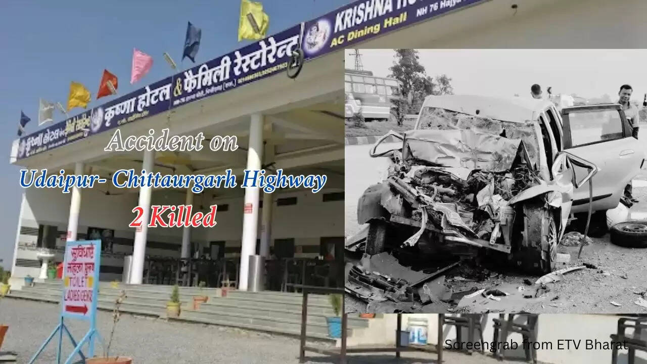 Chittorgarh-Udaipur Highway Accident 2 Killed as Car Crashes into Container