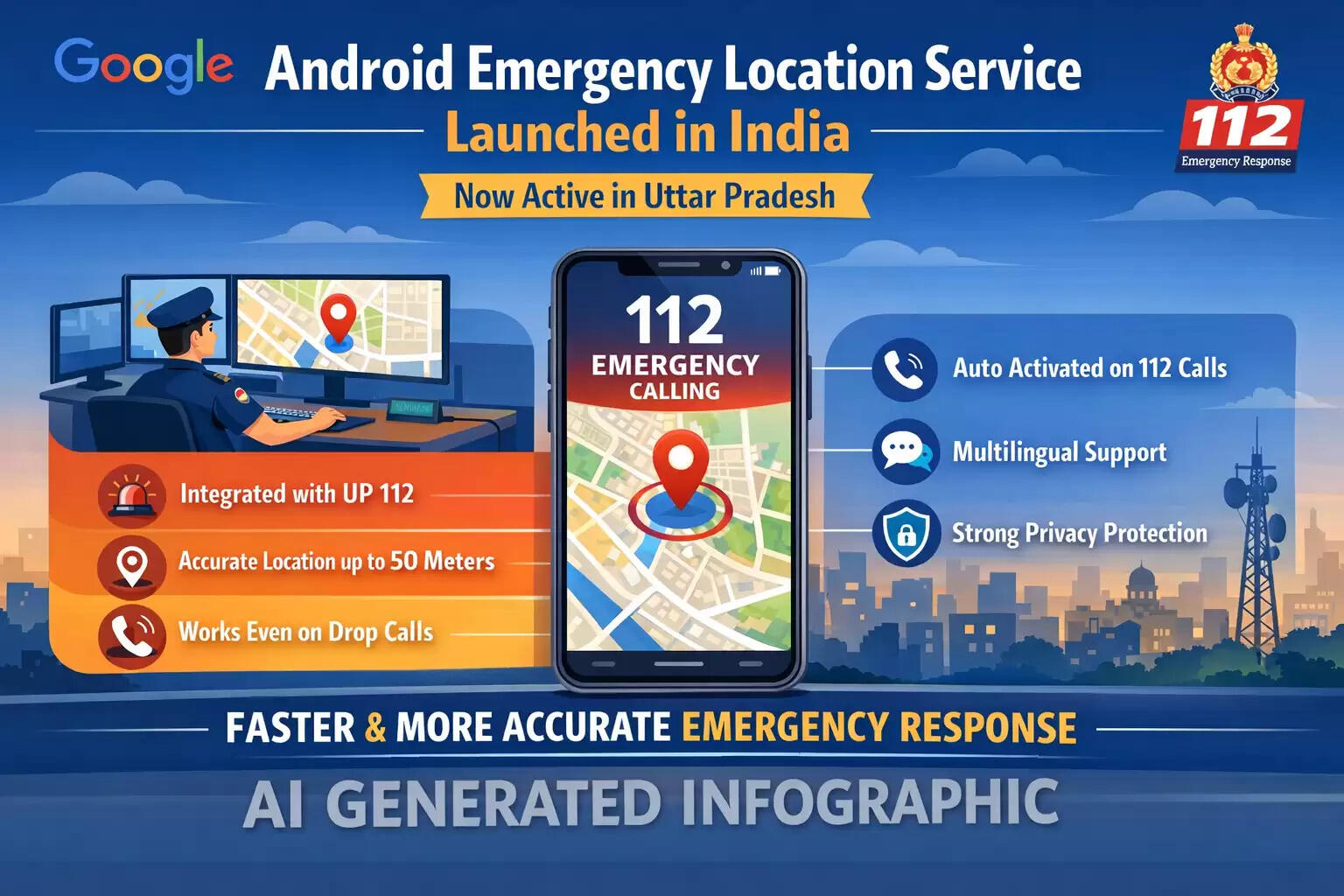 Google launches Android Emergency Location Service integrated with UP 112 emergency response system in India