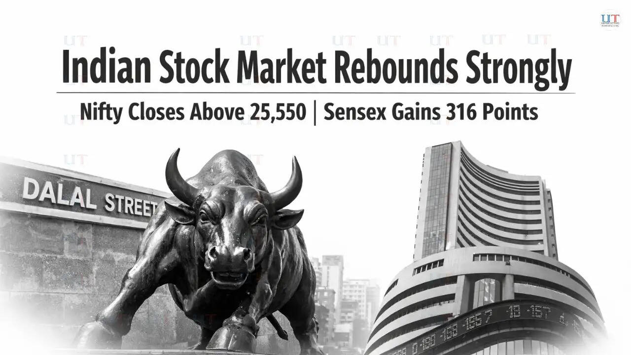 Indian stock market rebound on February 20 with Nifty above 25550 and Sensex gaining 316 points led by banking and metal stocks.