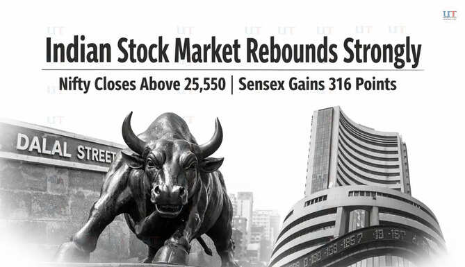 Indian stock market rebound on February 20 with Nifty above 25550 and Sensex gaining 316 points led by banking and metal stocks.